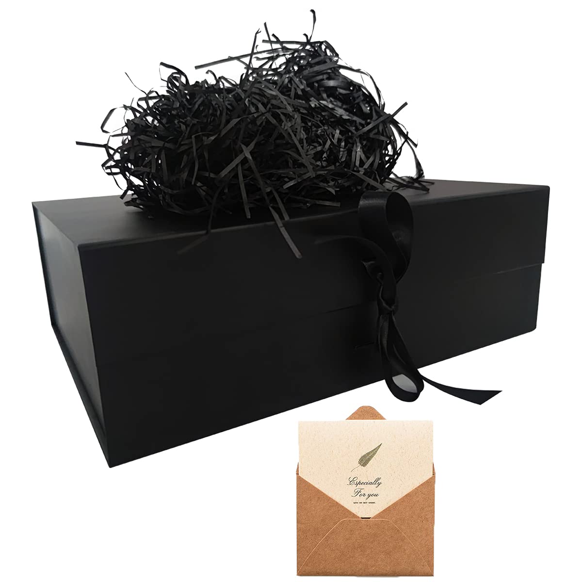 Black Gift Box, 33x26x11cm Large Gift Box with Magnetic Lids and Silk Ribbon Specially Designed for Presents Birthdays, Holidays, Anniversaries Gift Packaging