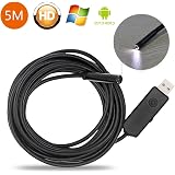 Endoscopio USB Da 5,5 Mm Con Cavo Da 5 Metri, Fotocamera HD 2.0 MP, 6 LED Regolabili, Impermeabile IP67, Boroscopio Rigido Flessibile Per Ispezioni, Compatibile Con PC E Laptop