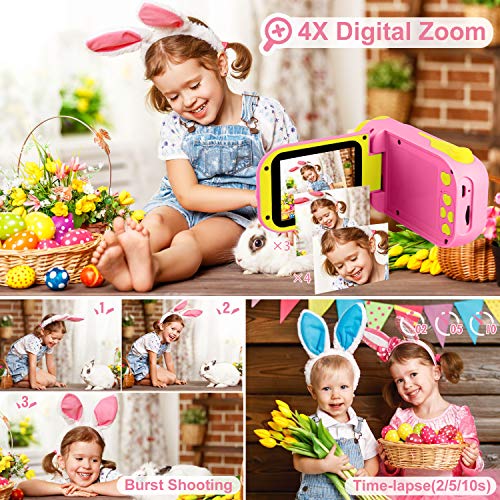 AILEHO Kids Camera for Girls Digital Video Camera for Kids Birthday Children Toys 3 4 5 6 7 8 9 Years Old Toddler Camera 8M 1080P with 8GB Card Game Camera Rechargeable IPS 2.4\