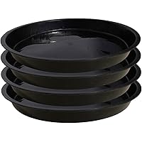 4Pcs 16 Inch Plant Saucer Round Black Plastic Tray, Indoor Outdoor Pot Saucers for Gardening and Drip Protection, Minimalist 
