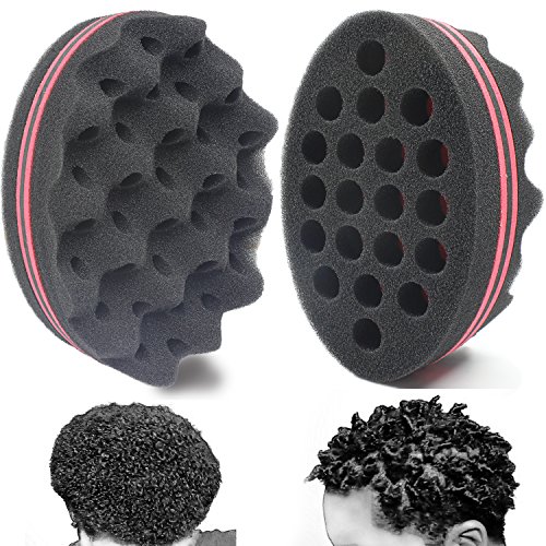 AIR TREE Big Holes Twists Curly Dread Lock Afro Coils Black Hair Twist Curl Curling Haircut Twisted Natural Hairstyle Magic Barber Sponge Brush For Curls Male Men Boy Women Hairstyles (1PCS) ... (Best Haircut For Waves)