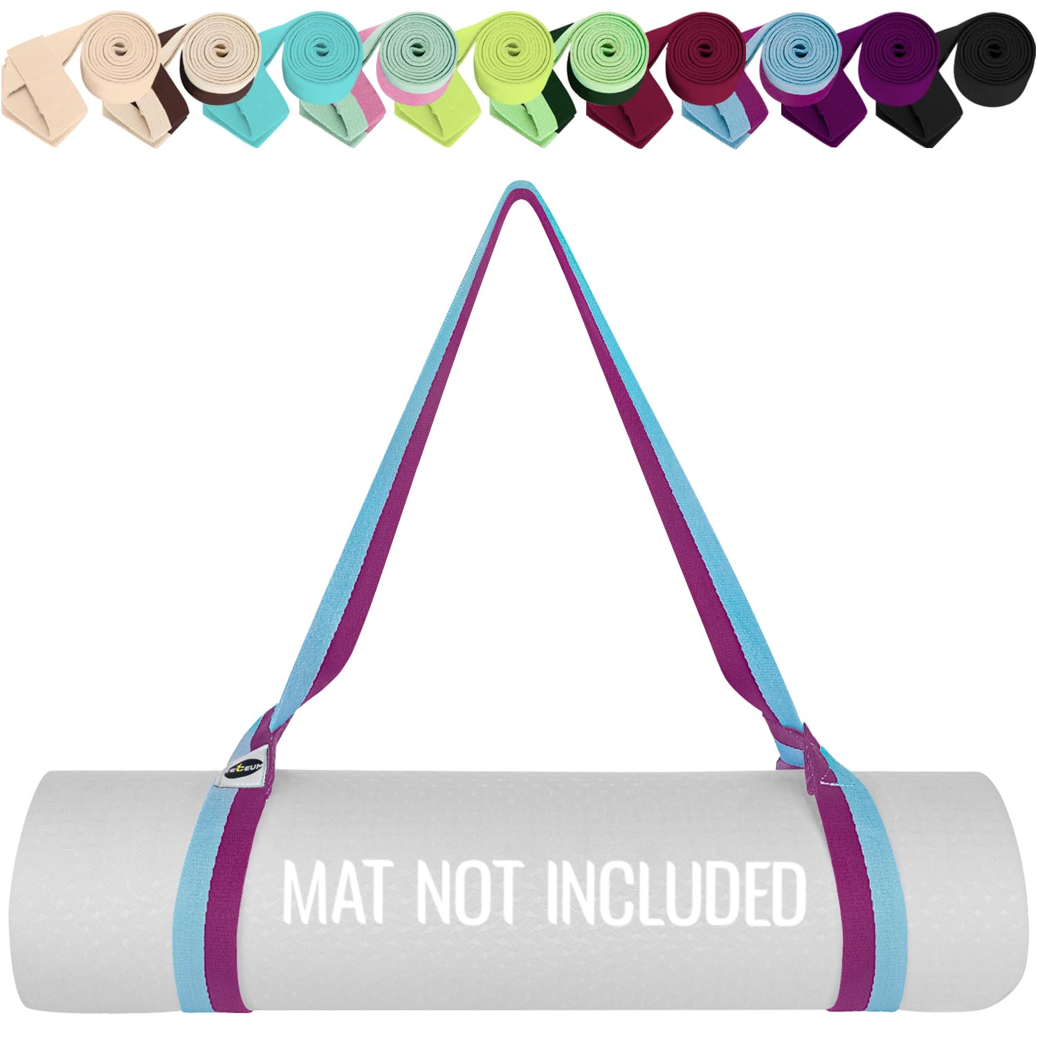 Photo 1 of TECEUM Yoga Mat Strap – 30+ Colors – Adjustable Mat Holder Sling Carrier for All Mats [Mat Not Included]