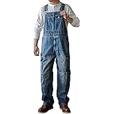 Dcincell Men's Denim Bib Overalls Jeans Loose Fit Coveralls Fashion Workwear Dungarees Baggy Jumpsuit with Cargo Pockets