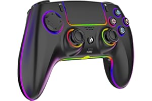 GlowPlayX Wireless Gaming Controller Compatible with PS-5 Console/Pro/PC/Mac/iOS/Android/Steam Deck, Gamepad with RGB Lightin