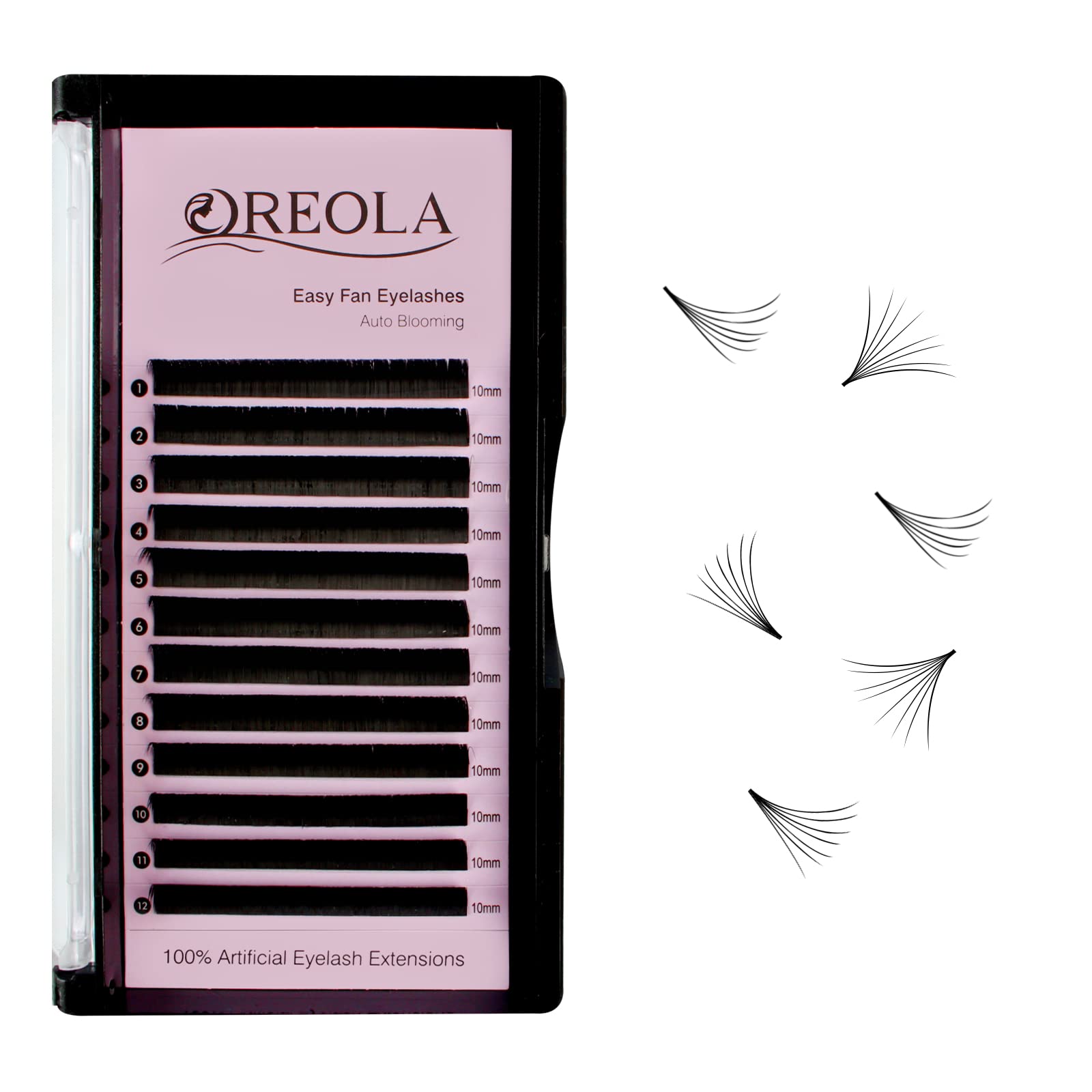 Oreola Soft Easy Fan Lashes Natural Volume Eyelash Extensions Fast Blooming Russian Volume Lashes for Professional Salon Use 2D 3D 4D 5D 6D 10mm — image 1