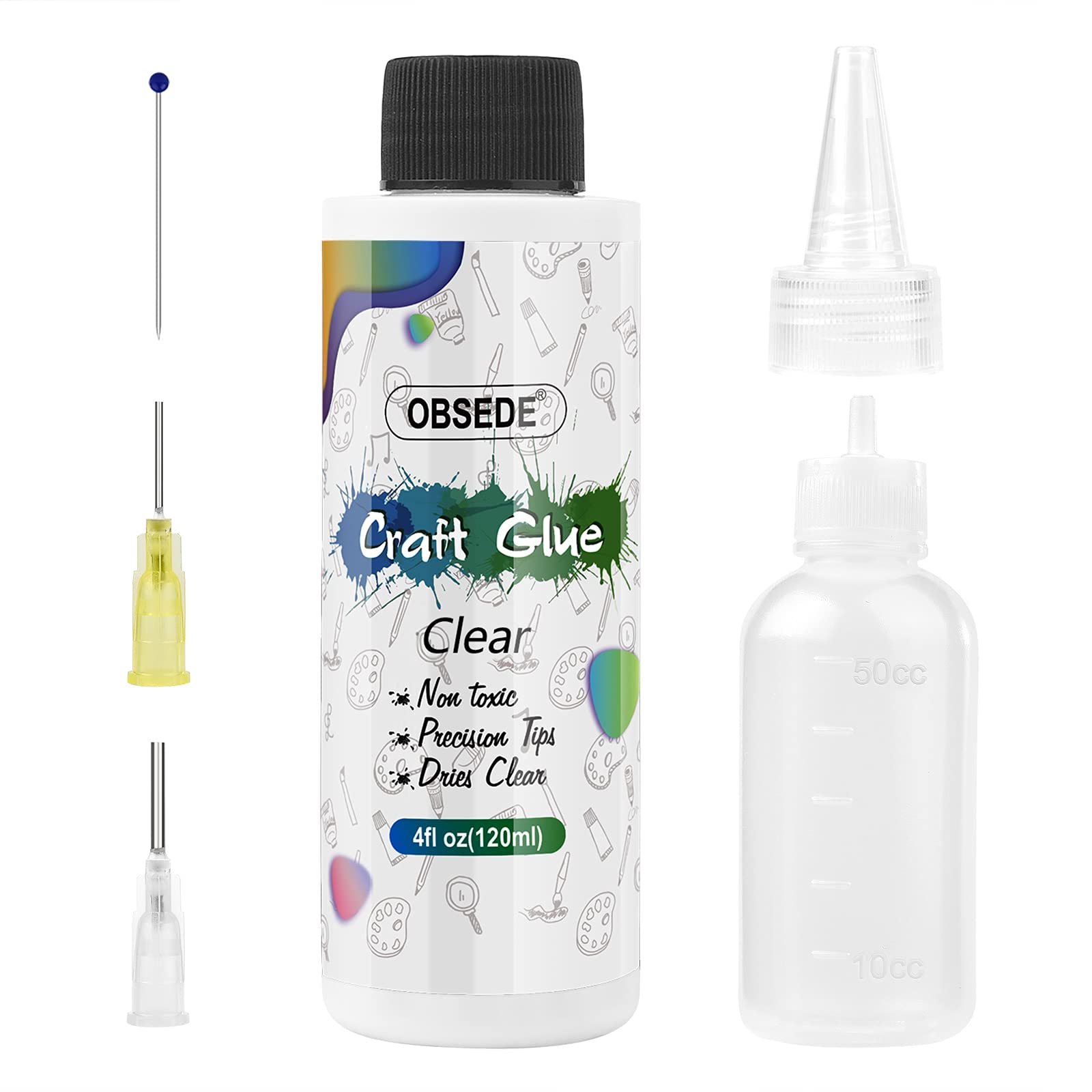 Photo 1 of OBSEDE Craft Glue Dries Clear Art Adhesive 4fl oz/120ml with Fine Metal Tip Bottle Applicator Kit for DIY Crafts Glitter Paper Card Decoupage Scrapbooking