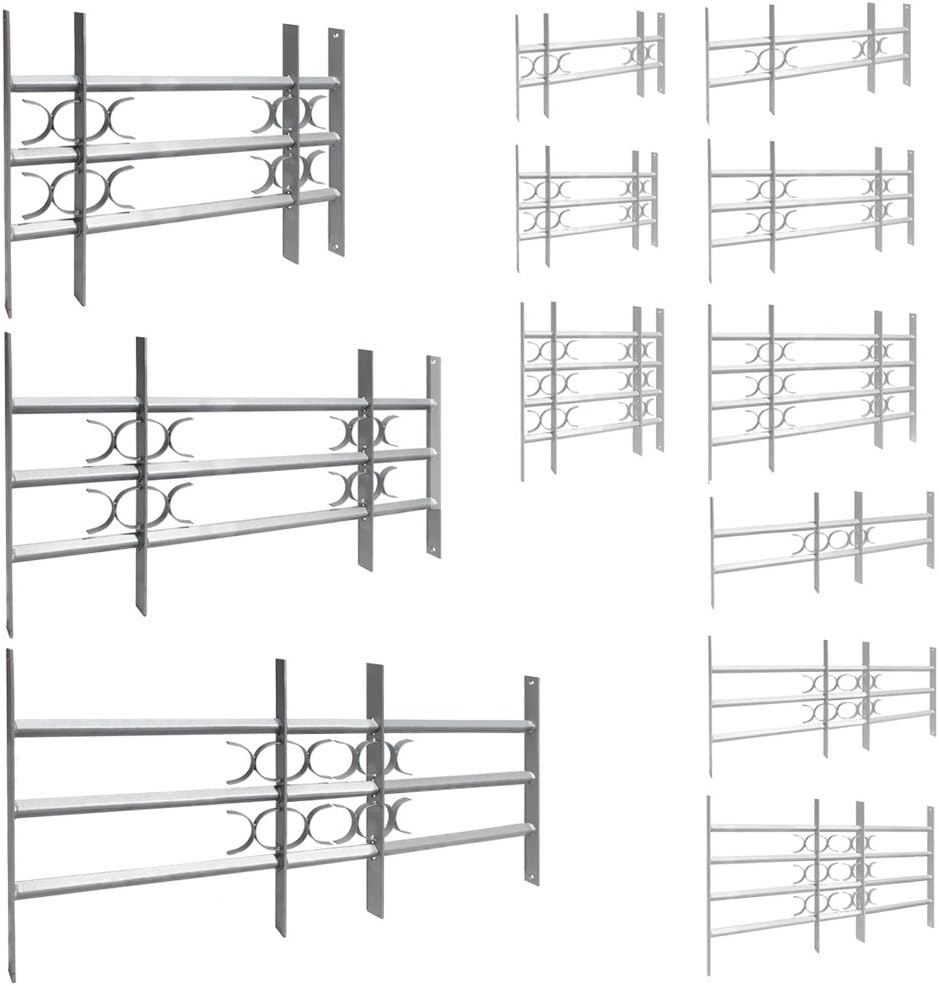 Pull-out Window Security Safety Grill Grille Home Protection Shed Bars Steel V2Aox, Size:45 x 50 - 65 cm