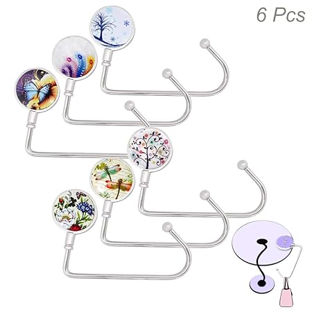 6 Stück Handtaschenhaken Handtasche Hange Lang Geldbörse Hook für Tisch Schreibtisch, Creatiees Taschenhaken Taschenhalter fü