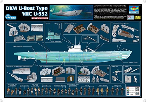 Trumpeter 06801 German WWII Dkm U-boat Type Viic U-552 Plastic Model Kit 1:48