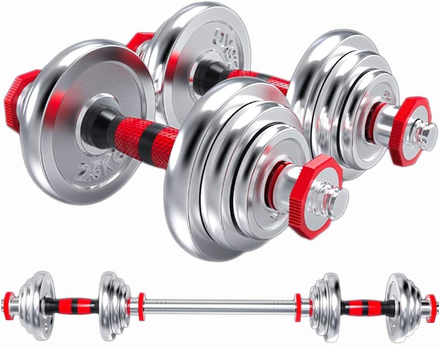 LOFAMI Dumbbell Fitness Dumbbells Barbell Lifting Dumbbell Home Men's Fitness Set All-Iron Plated Barbell Adjustable Weight Dumbbell+ 35cm Connecting Rod Dumbbell Dumbbells Barbell Lifting