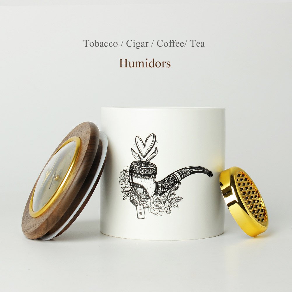 JIBILL Ceramic Tobacco Jar Cigar Humidor Airtight Storage Jar With Lid