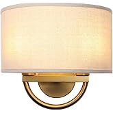 JIMUBEAM Industrial 2-Lights Wall Sconce Fixtures with Linen Fabric Shade, Double Wall Light Lamps Decor for Hallway Bedroom 