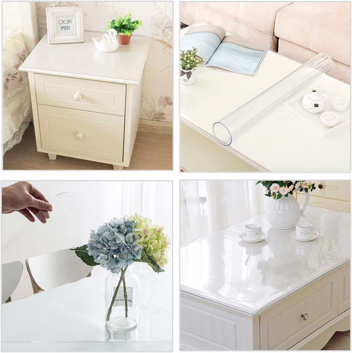 ETECHMART 24 x 48 Inches Clear PVC Table Cover Protector, 1.5mm Thick Custom Plastic Desk Pad, Waterproof Vinyl Table Top Protector Mat for Coffee Table, Dining Table, Writing Desk: Home & Kitchen