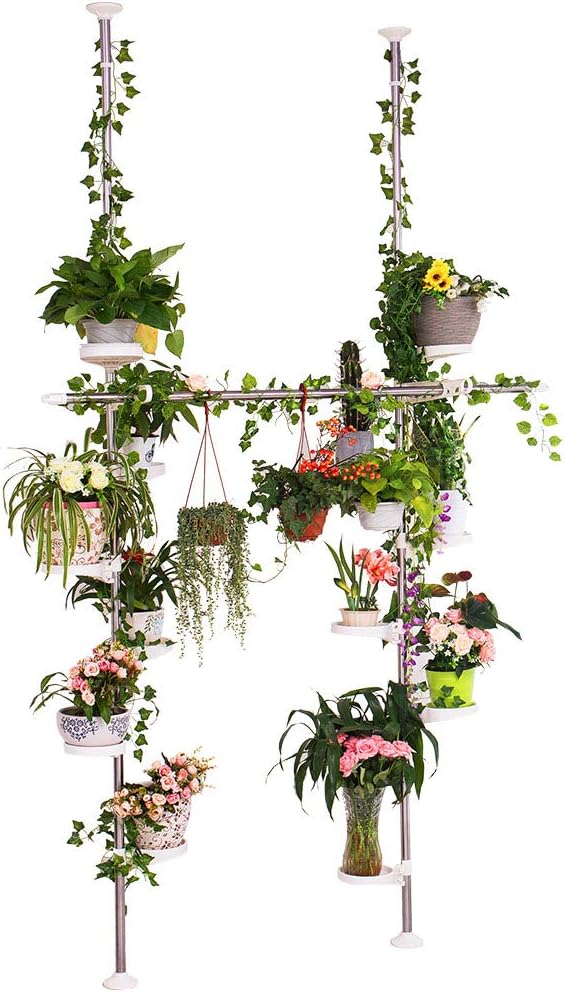 Baoyouni 7Layer Tension Pole Plant Stands Indoor Metal Flower Display