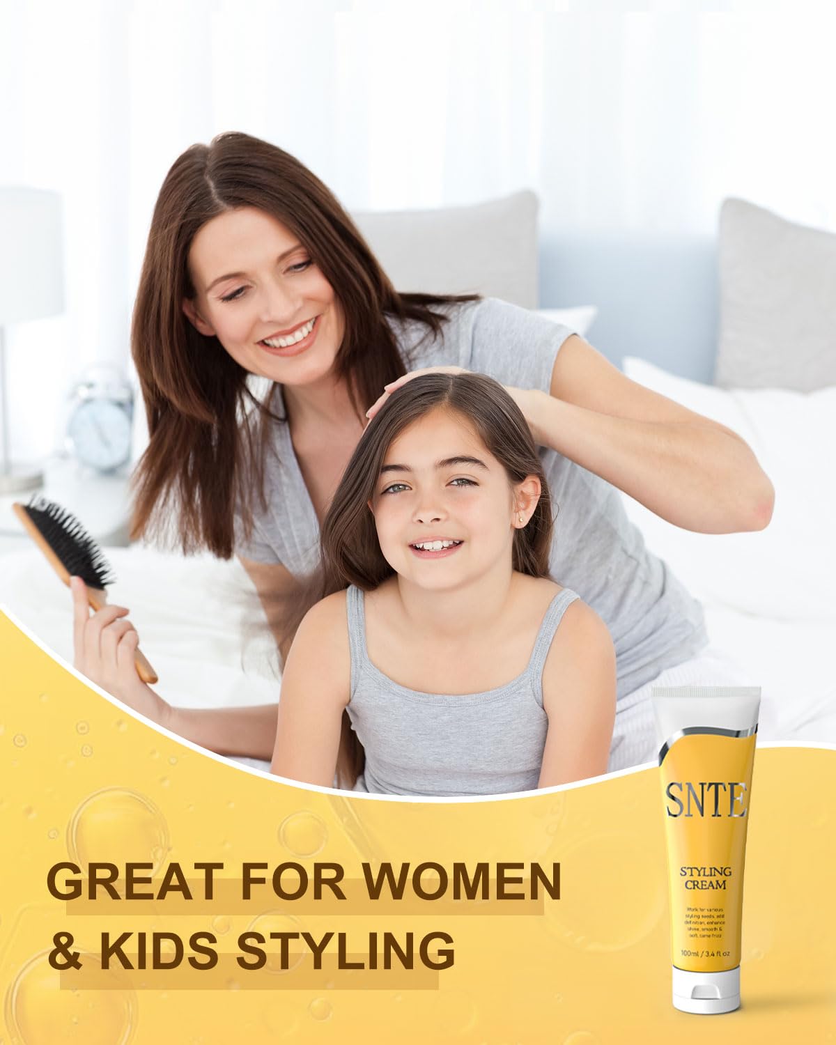 Styling Cream, Non-greasy Smoothing Cream for Women & Kids Curl Defining, Fragrance-Free Flyaway Control for Frizz & Baby Hair, Styling Products for Slick Back, Bun, Ponytail, Braiding