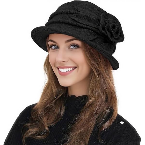 Womens 1920s Vintage Upturn Brim Wool Blend Cloche Church  display picture 1