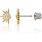 limerencia 20G Hypoallergenic Titanium Screw Back Earrings G23 Implant Grade F136 Studs Post for Sensitive Ears Tragus Helix Cartilage