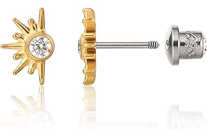 Limerencia Hypoallergenic G23 Implant Grade Titanium Screw Back Earrings Tragus 20G Helix F136 Piercing Post for Sensitive Ears Cartilage