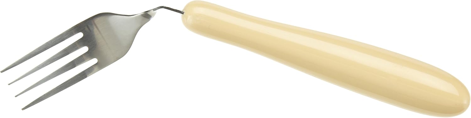 Right Handed Caring Cutlery Fork Healthcare, Silver, Right Angled