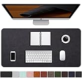 Distressed Leather Desk Mat - Non-Slip PU Leather Desk Pad Protector - Large Waterproof Mouse Pad Computer Keyboard Desk Mat Desk Accessories for Office & Home (Black, 36"x 17")
