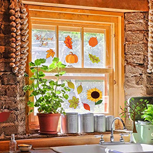 image for FRIDAY NIGHT Thanksgiving Fall Autumn Leaves Acorns Window Sticker Tha
