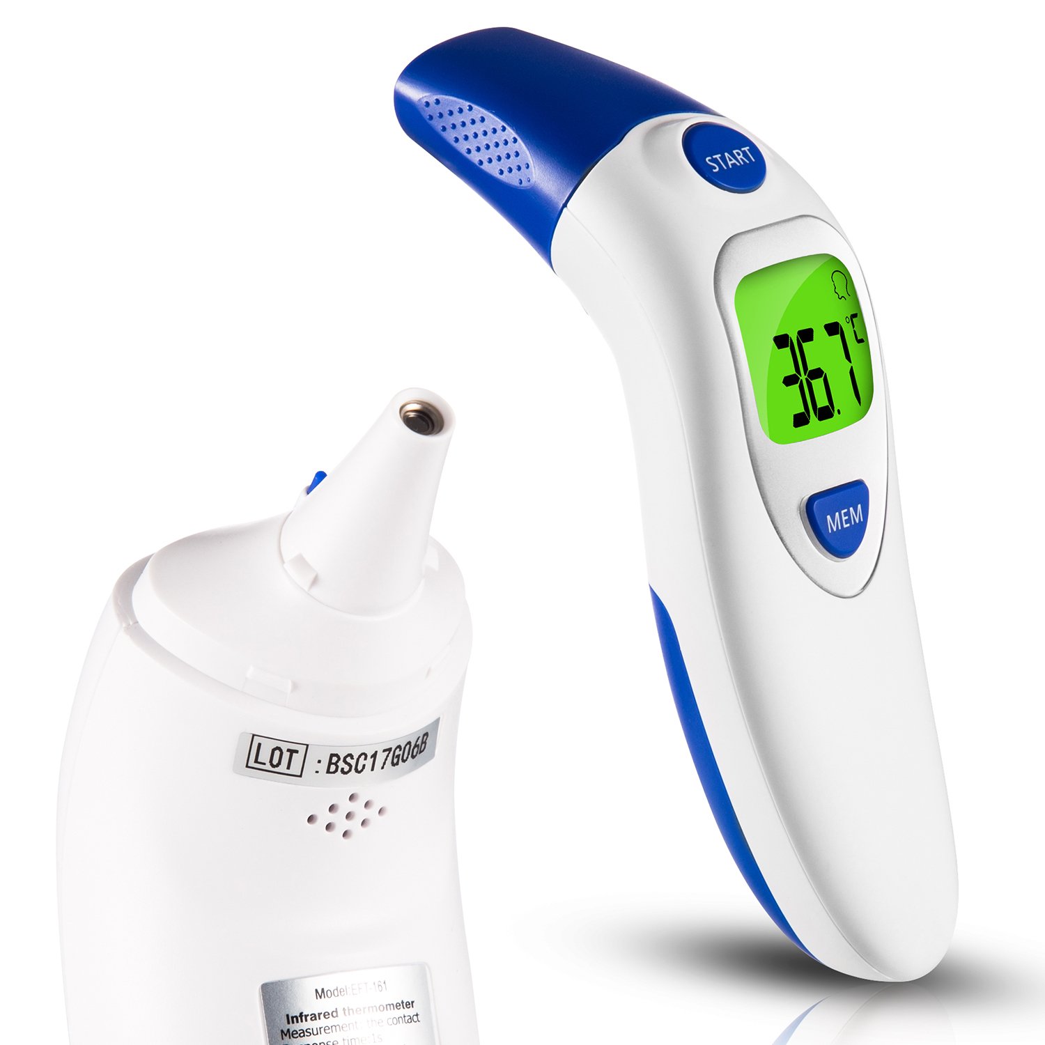 KKCITE Medical Ear Thermometer with Forehead Function，Fever Alarm, High Accuracy and Quick Read for Baby/Kids/Adults-FDA Approved