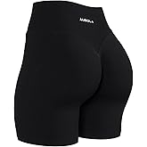 AUROLA Impressive Collection Workout Shorts for Women,High Waisted V-Shape Seam Gym Embossed Logo Athletic Fitness Short