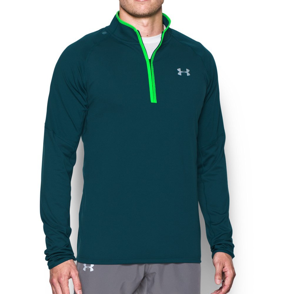 Under Armour No Breaks men's running shirt, Threadborne Run, 1/4 zip, long-sleeved, Men, No Breaks Threadborne Run 1/4 Zip, Blue, L