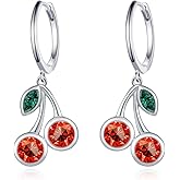 Cherry Earrings 925 Sterling Silver Sweet Chery Fruit Earrings Cherry Jewelry Gifts for Women Wife
