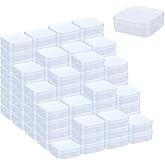 100 Pcs Small Plastic Storage Boxes with Hinged Lids, 2.2 x 2.2 x 0.8 Inch Small Clear Bead Organizer Box Clear Plastic Conta