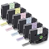 Freshworld Compatible Tape Replacement for Brother P-Touch TZ 12mm 0.47Inch Laminated Label Maker Tape (Clear/Purple/Blue/Pin