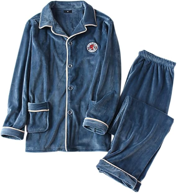 Amazon カップル ルームウェア夫婦 ペアパジャマ ペアルック寝巻き メンズ レディースもこもこ冬 あったか上下2点セット メンズ部屋着 紳士 長袖 前開き 大きいサイズ 厚手柔らか ポケット付き ふんわり男性用 パジャマ ルームウェアセット 通販