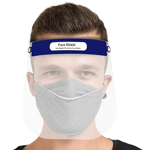 HACER ORFS01 350 Micron Disposable Face Shield with Adjustable Elastic Strap Anti-Splash Single Use Protective Facial Cover Transparent Full Face Visor with Eye & Head Protection (1 Pc) (HC5156)