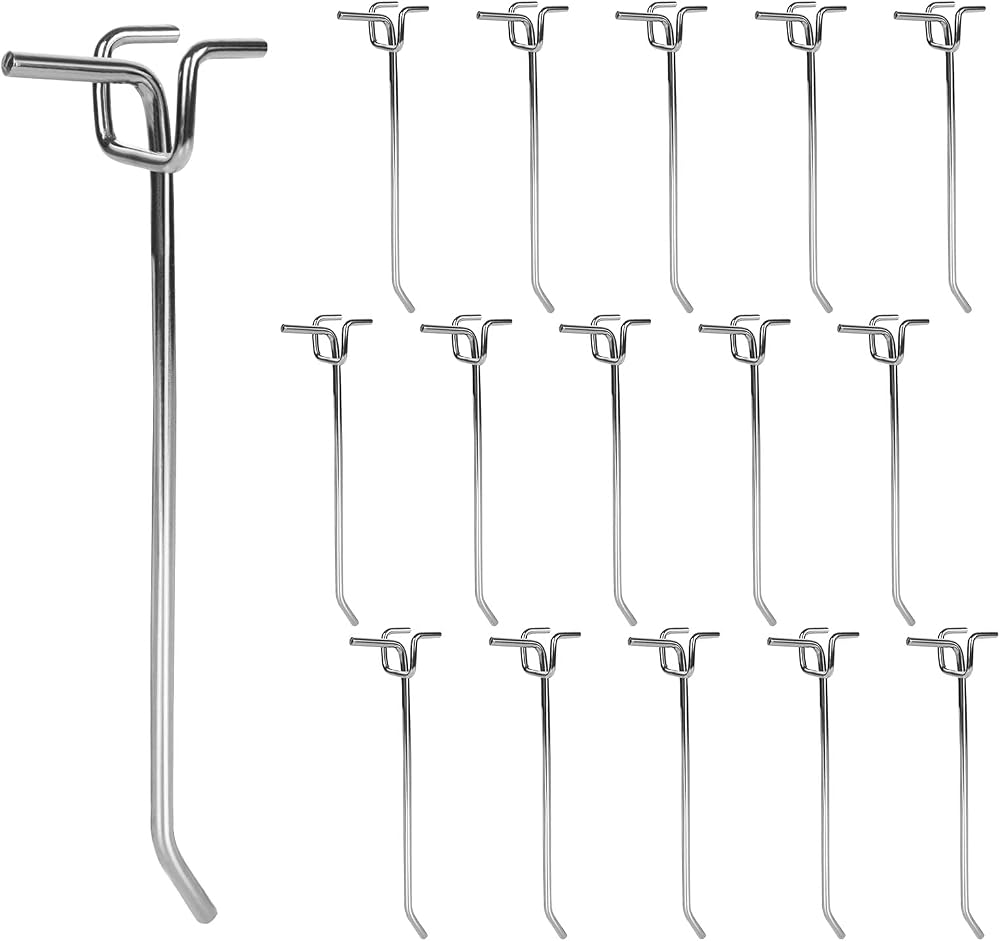 SENENQU 40PK 15cm Pegboard Hooks Heavy Duty Metal Silver Garage Kitchen Retail