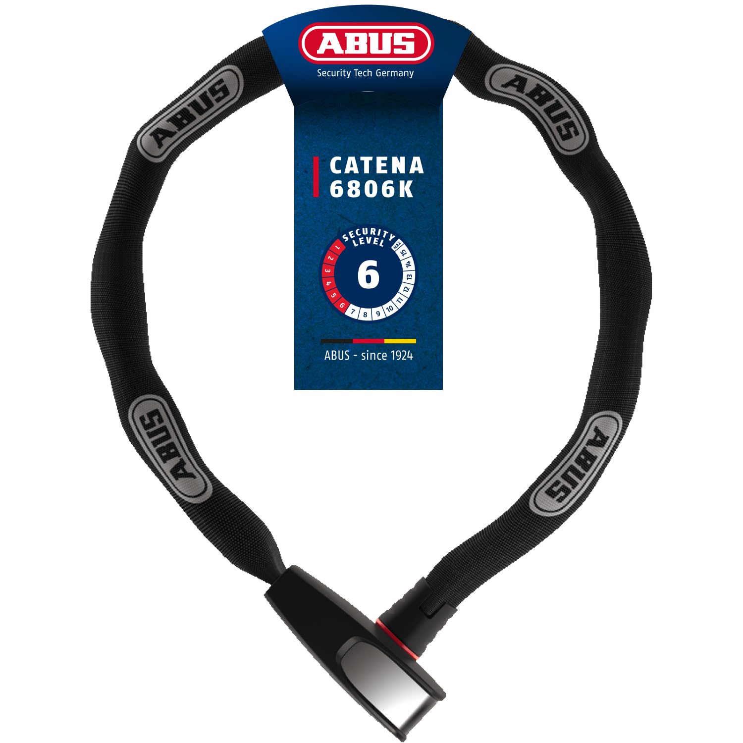 ABUS Catena 6806K chain lock - Lightweight hardened steel bike lock with fashionable textile tube - Square chain with security level 6