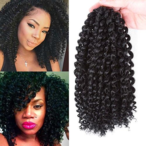 Synthetic Crochet Braids Hair Extension Marlybob Braiding Hair Crochet Kinky Curly Wavy Hair Mali bob Synthetic Hair Extensions 6Pcs/Set (8inch 1B)