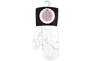 Rachel Zoe Durable Soft Silicone Oven Mitts | Potholder for Kitchen | BPA-Free | Soft Lining, Waterproof and Heat Resistant Cooking Mitt (Marble)