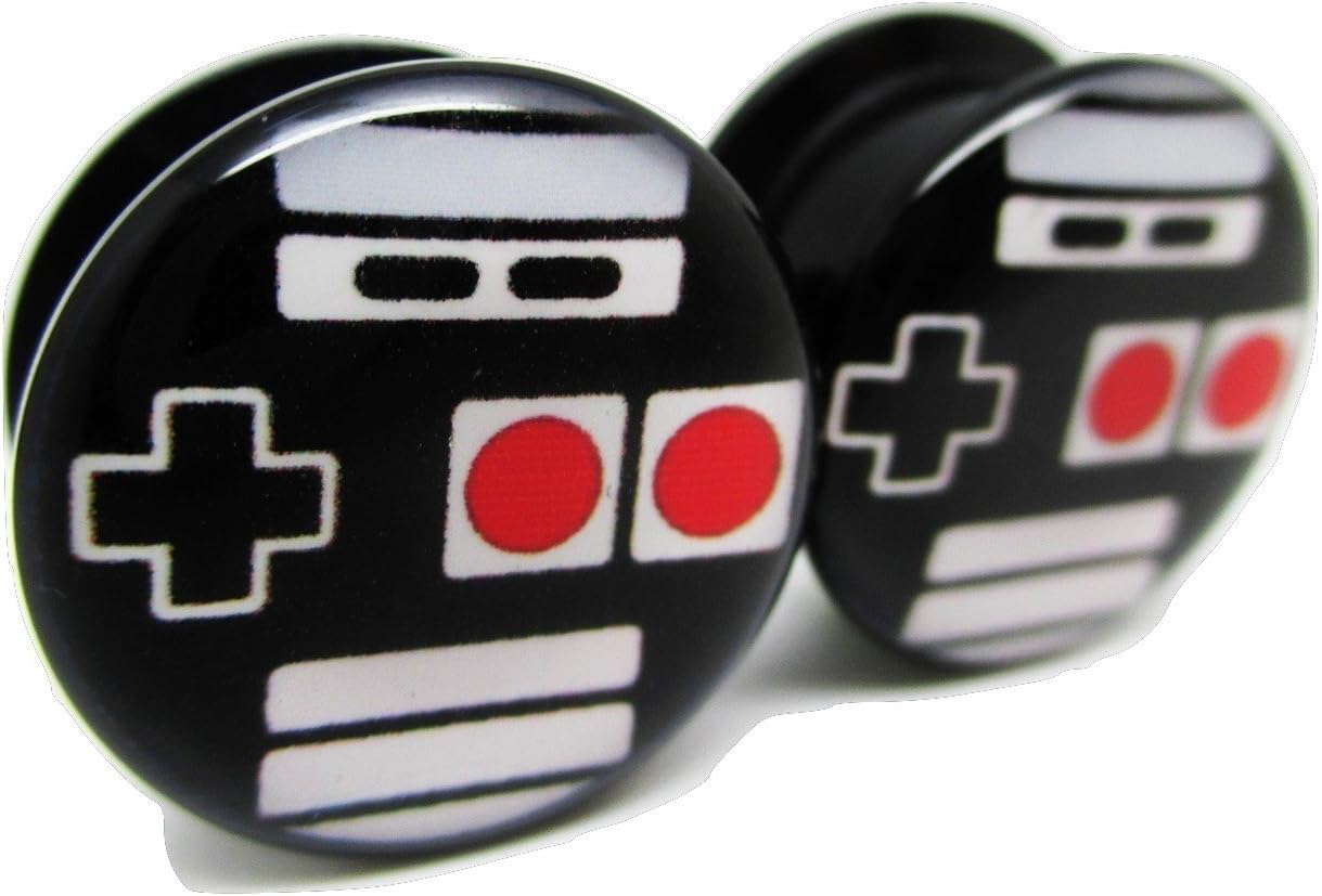 Pierced RepublicRetro Video Game Controller Ear Plugs - Acrylic - Screw-On - New *Pair* - 8 Sizes