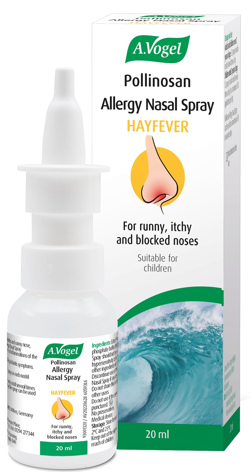A.Vogel Pollinosan Allergy Hayfever Nasal Spray | Runny, Itchy & Blocked Noses | 220 Sprays per Bottle | Preservative-Free | Suitable for Children | 20ml