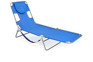 Ostrich Beach Lounge Chair, Folding & Reclining Outdoor Chaise Lounger, Blue - Portable Adjustable Recliner Chair for Lawn, Pool, Patio, Garden, and Yard