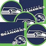 Seattle Seahawks NFL Football Team Logo Plates And Napkins Serves 16