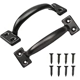 TamBee 2PCS 6-1/2 Inch Pulls Black Door Pull Handle Metal Kitchen Cabinets Furniture Wardrobe Medicine Handle in Black Door Hardware Gate Handle Door Pulls Warehouse Outdoor