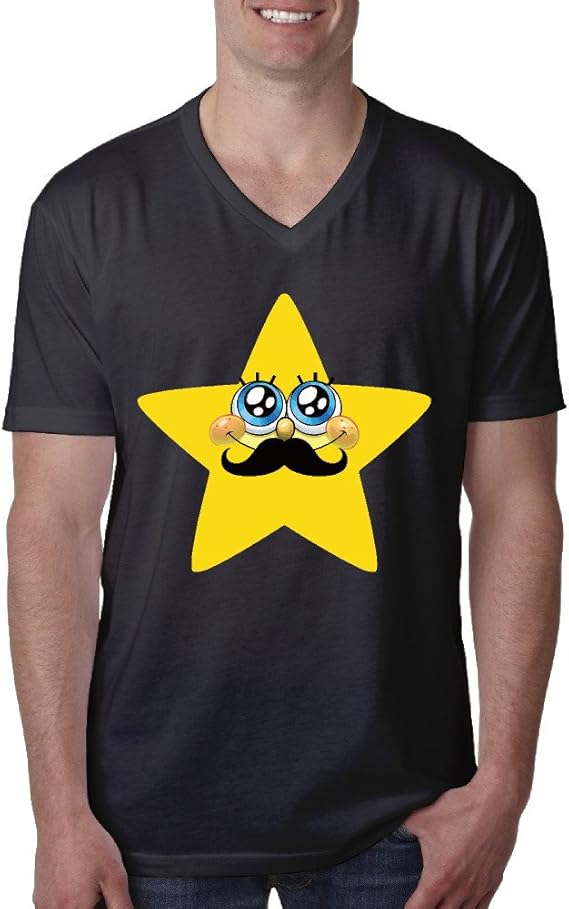Amazon Pecialni 男 Vネックtシャツ 星 可愛い おもしろ ビアード ストリート系 Tシャツ シンプルなデザイン X Large ブラック Tシャツ カットソー 通販