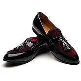 JITAI Mens Leather Shoes Pattern Printing Men's Dress Loafer Shoes Slip-on Casual Loafer Smoking Slipper
