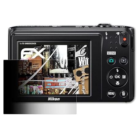 atFoliX Blickschutzfilter für Nikon Coolpix S3700 Blickschutzfolie, 4-Wege Sichtschutz FX Schutzfolie