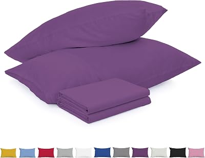 DN Pillow Cases 2 Pack Purple 50x75cm Microfibre Envelope Closure
