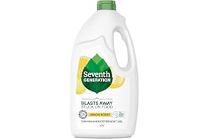 Seventh Generation Dishwasher Detergent Liquid Gel, Powers Away Stuck-On Food, Lemon Scent, 42 Oz