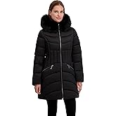 Laundry by Shelli Segal Women's Women’s Shine Marshmallow Puffer Coat –winter Jacket With Faux Fur Hood
