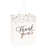PAICUIKE White Thank You Gift Bags Bulk, Medium Size Paper Bags with Handles for Weddings, Valentines, Party Favor, Birthday Baby Shower - 20 Pcs