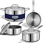 LEGEND COOKWARE 5-Ply Stainless Steel Cookware Set, 7-Piece Pots and Pans Set - Induction Compatible, Oven Safe 800°F - Non-Toxic, No Coatings - Built to Last Generations